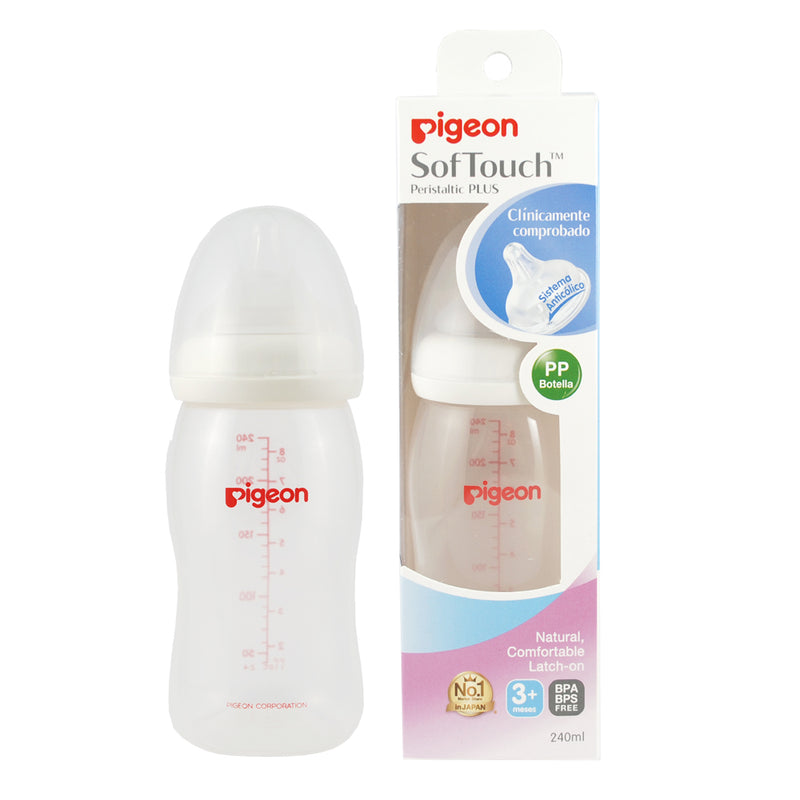 Mamadera Soft Touch boca ancha 240 ml, Pigeon
