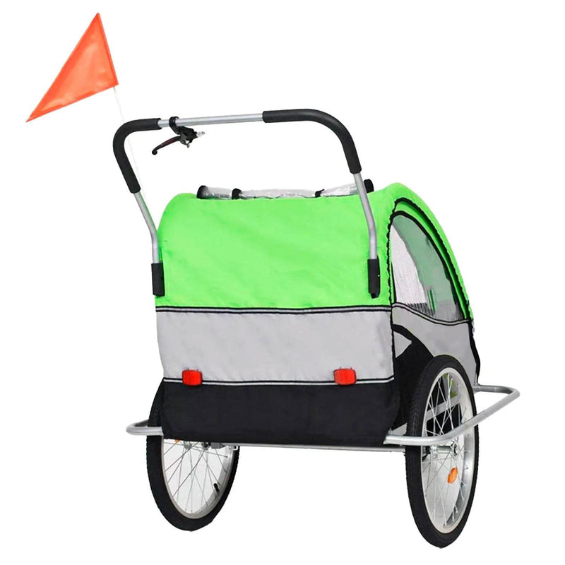 Carro arrastre trailer para bicicletas 2 niños BeRide Verde - Kidsclub