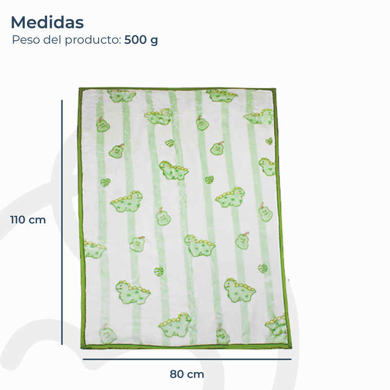 Frazada Ultra Soft Dino 80x110cm Verde Bebesit