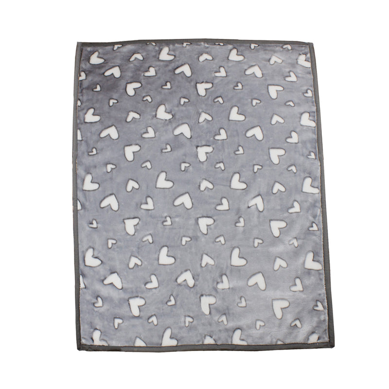 Frazada Ultra Soft Corazones 110x140cm Gris Bebesit
