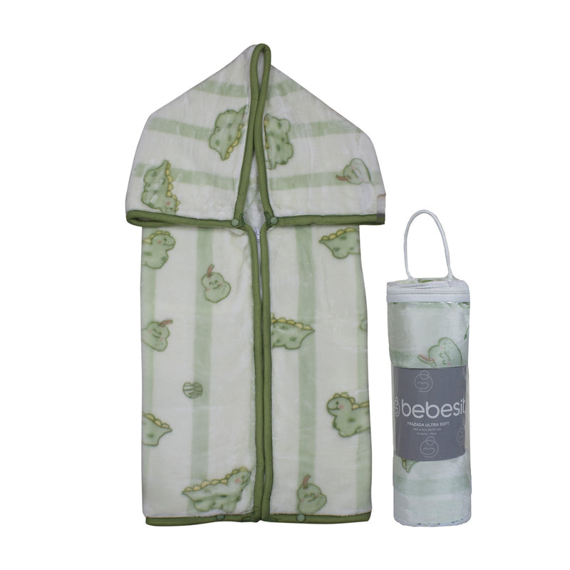 Saco con Broche Ultra Soft Dino 80x110cm Verde Bebesit