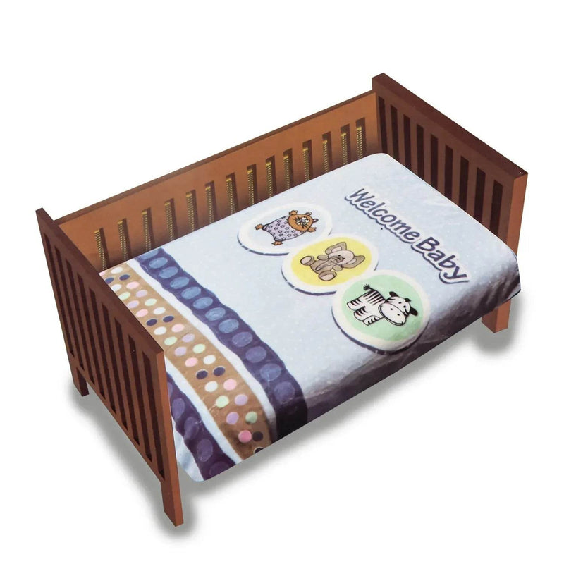 Frazada Reversible Animal Celeste, Bebesit - Kidsclub