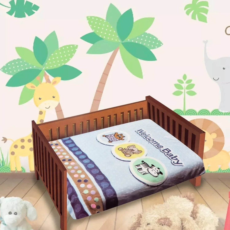 Frazada Reversible Animal Celeste, Bebesit - Kidsclub