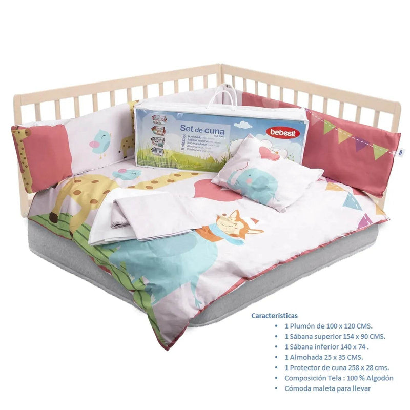 Set de Cuna Jirafa 5 Piezas, Bebesit - Kidsclub