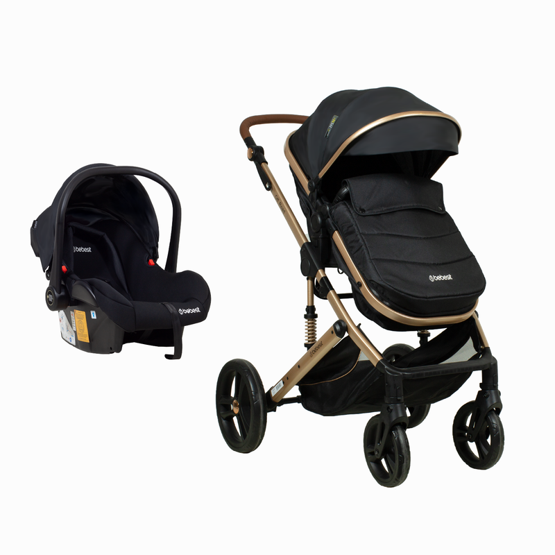 Coche Cuna Travel System Offroad Negro – 3 en 1 Completo, Bebesit