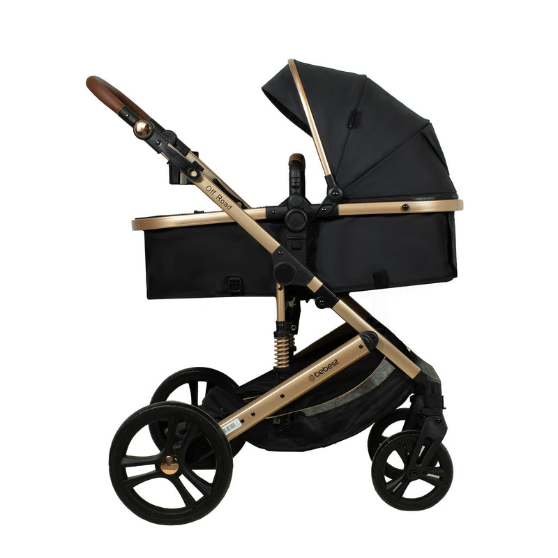 Coche Cuna Travel System Offroad Negro – 3 en 1 Completo, Bebesit