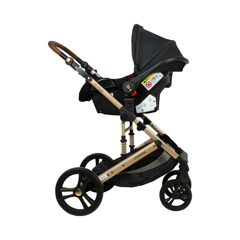 Coche Cuna Travel System Offroad Negro – 3 en 1 Completo, Bebesit