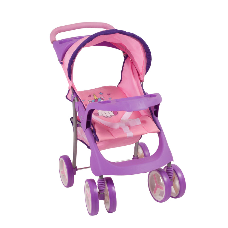 Juguete Coche Travel Muñeca con cuna unicornio, Bebesit