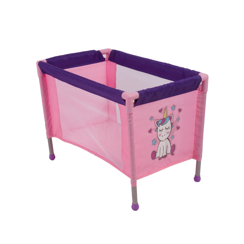 Juguete Coche Travel Muñeca con cuna unicornio, Bebesit