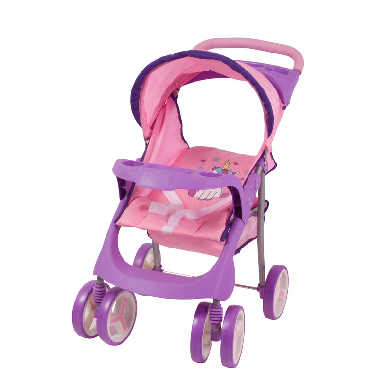 Juguete Coche Travel Muñeca con cuna unicornio, Bebesit