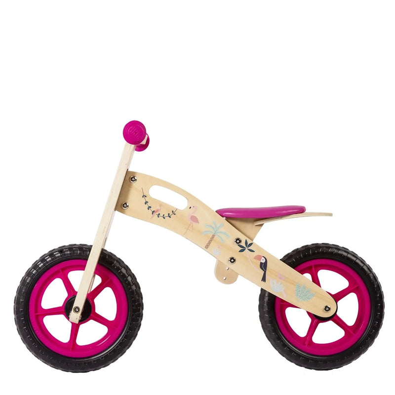 Balance Bike Bicicleta de Equilibrio Aprendizaje Madera Flamenco Rosa, Bebesit