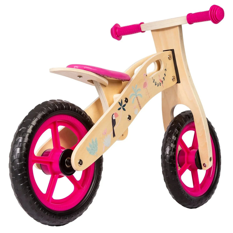 Balance Bike Bicicleta de Equilibrio Aprendizaje Madera Flamenco Rosa, Bebesit