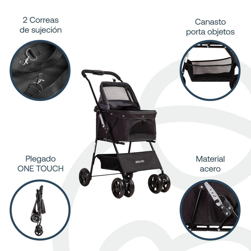Coche Mascotas Plegable Easy Perro Gato Negro BeePet by, Bebesit - Kidsclub