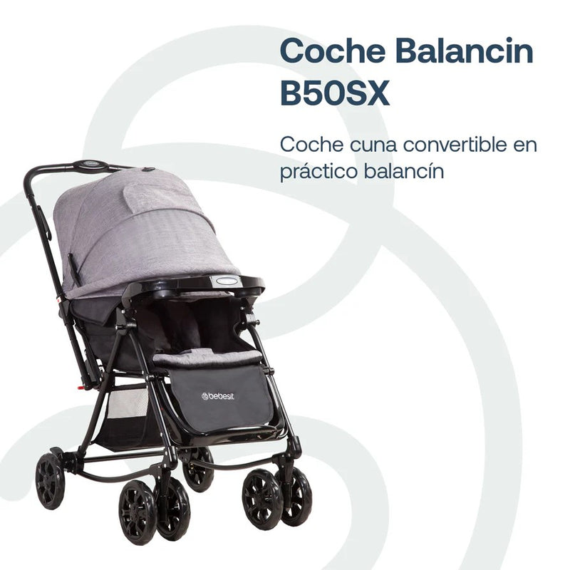 Coche Cuna Balancin  Gris Melange