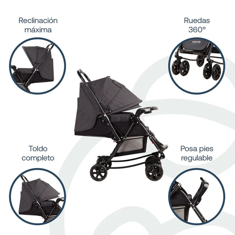 Coche Cuna Balancin Negro Melange