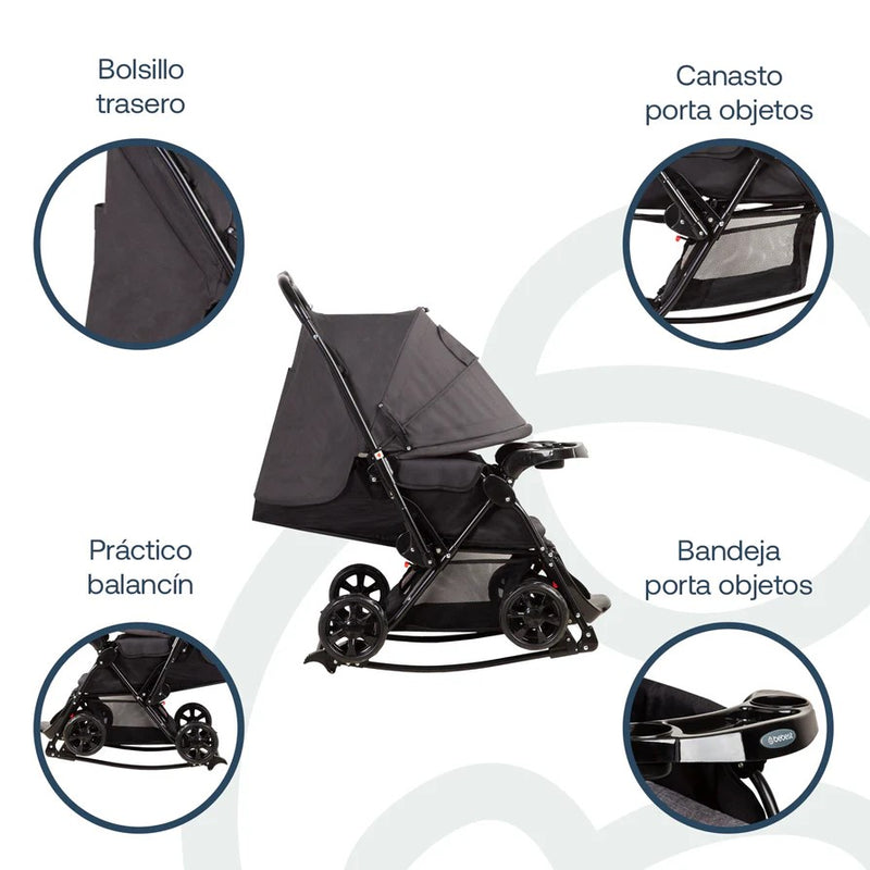 Coche Cuna Balancin Negro Melange