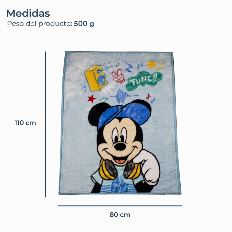 Frazada Ultra Soft Mickey Music 80x110cm Celeste Disney