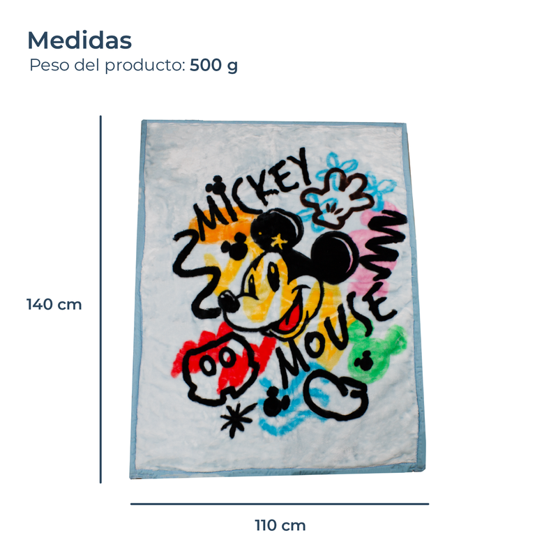 Frazada Ultra Soft Mickey Mouse 110x140cm Celeste Disney