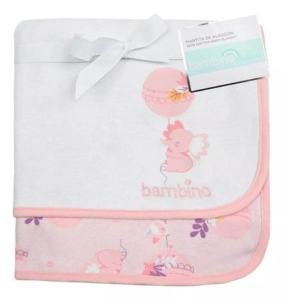 Frazada Algodón Doble Capa Rosado Elefante, Bambino - Kidsclub