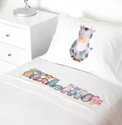 Juego de Sábanas Transición - Animales Acuarela, Tuyo Print - Kidsclub