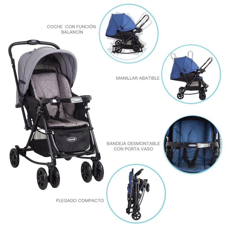 Coche Cuna Balancin SX Gris - KIDSCLUB Tienda ONLINE