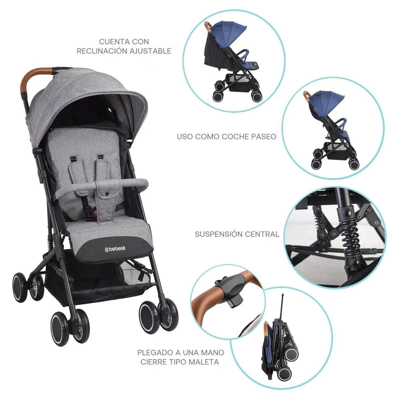 Coche Paseo Maleta Sprint SX Gris, Bebesit - Kidsclub