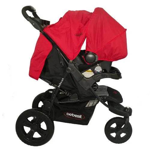 Coche Travel System Fox Negro con Rojo, Bebesit - Kidsclub