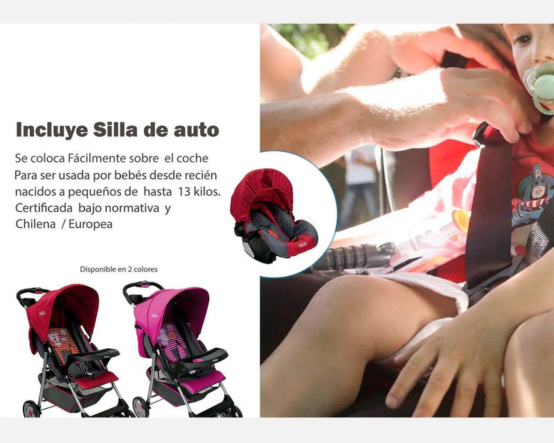 Coche Travel System Zoom Rojo, Bebesit - Kidsclub