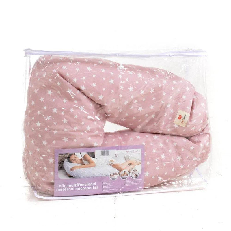 Cojín Maternal Multifuncional De Microperlas Rosa, Amamantas - Kidsclub