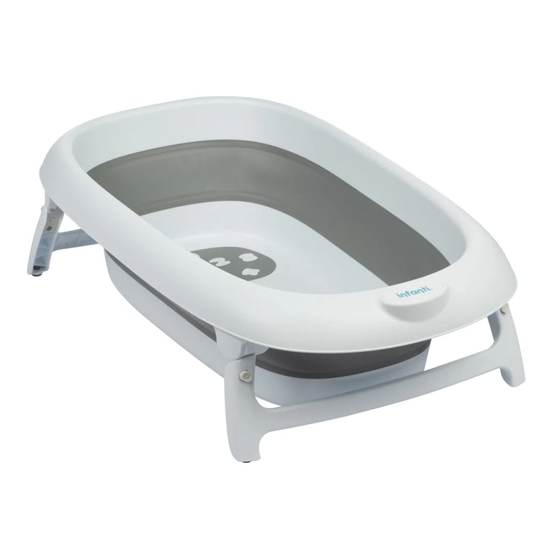 Pack Bañera plegable + Toalla de Baño Con Capucha Gris, Infanti