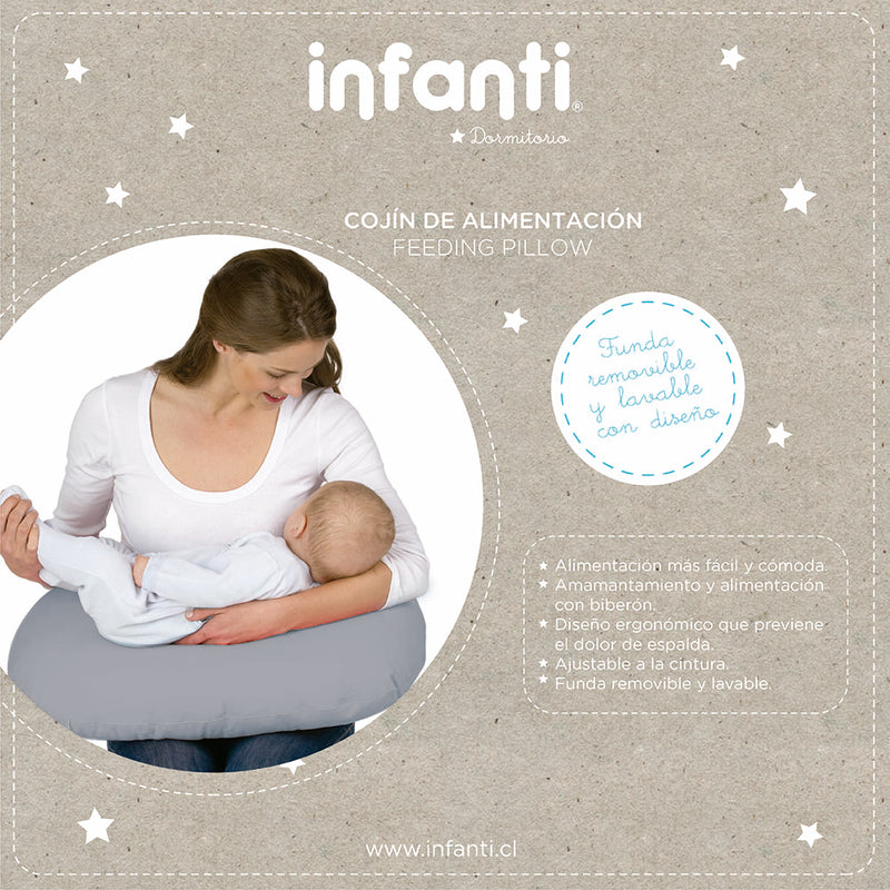 Cojin Alimentación Gris Estrellas, Infanti