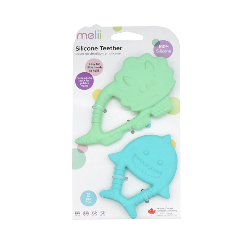 Pack de 2 mordedores de silicona Dino-Tiburon, Melii
