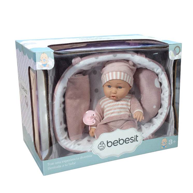 Muñeca Bebe Lucía con cuna y accesorios, Bebesit