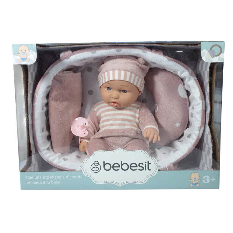 Muñeca Bebe Lucía con cuna y accesorios, Bebesit
