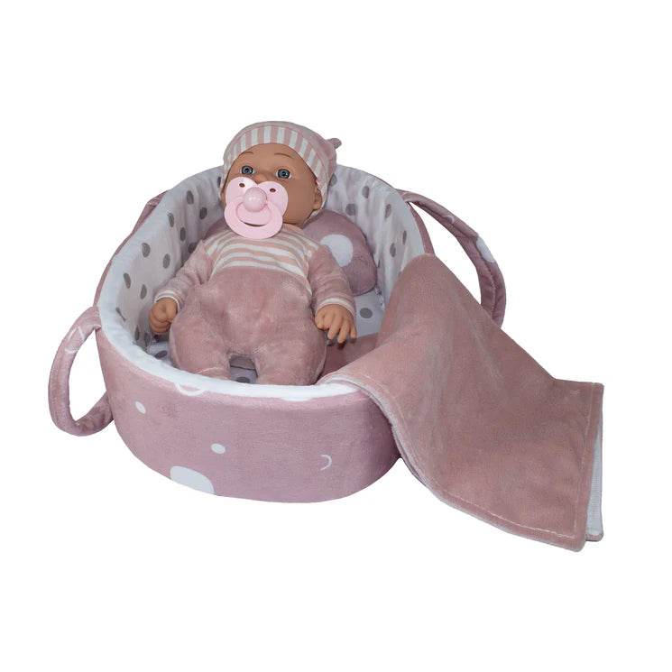 Muñeca Bebe Lucía con cuna y accesorios, Bebesit