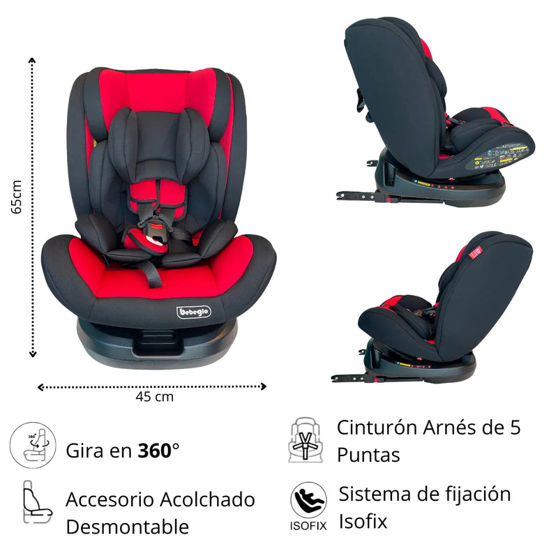 Silla De Auto Multi Etapa Isofix  RS-3840-3 Rojo, Bebeglo