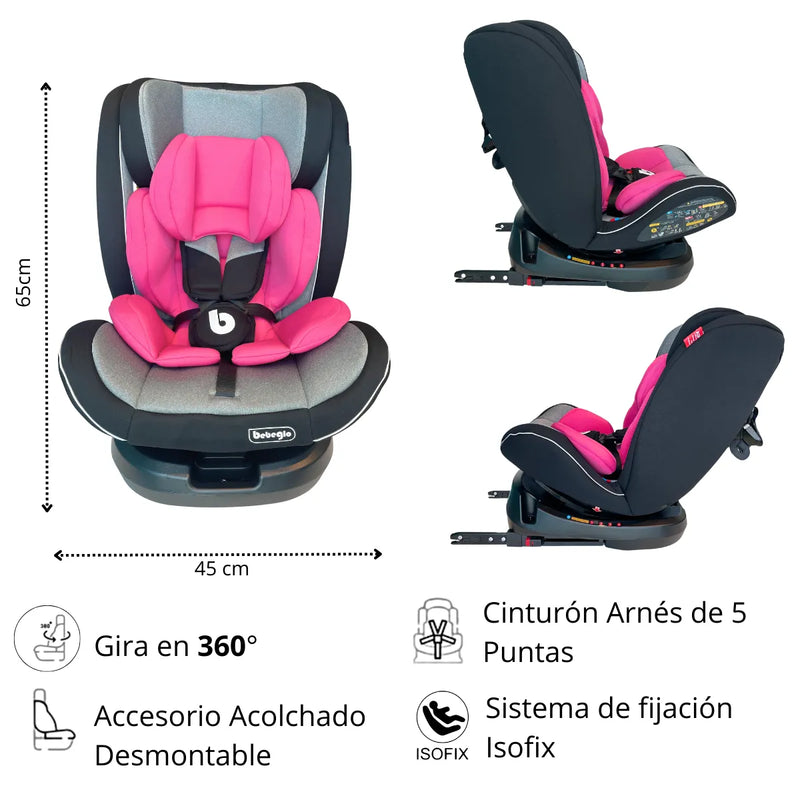 Silla De Auto Multi Etapa Isofix RS-3840-2 Fucsia,  Bebeglo