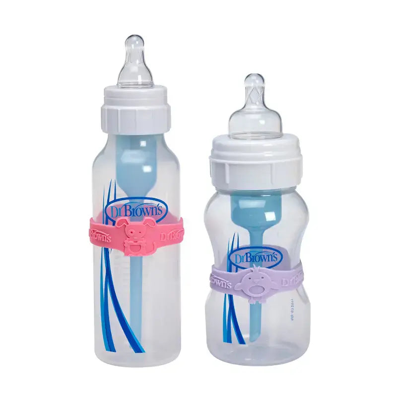 Bandas Identificativas para Mamaderas y Vasos, Rosado/Morado, Dr. Brown&