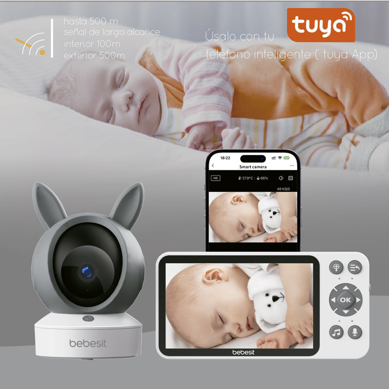 Monitor Camara 360 SmartGuard HF3.0 Wifi1080p Ruido Blanco + Soporte, Bebesit