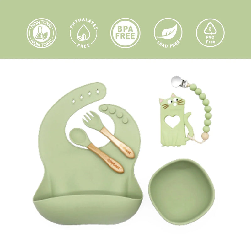 Set Alimentación March Silicona Verde, Bebesit