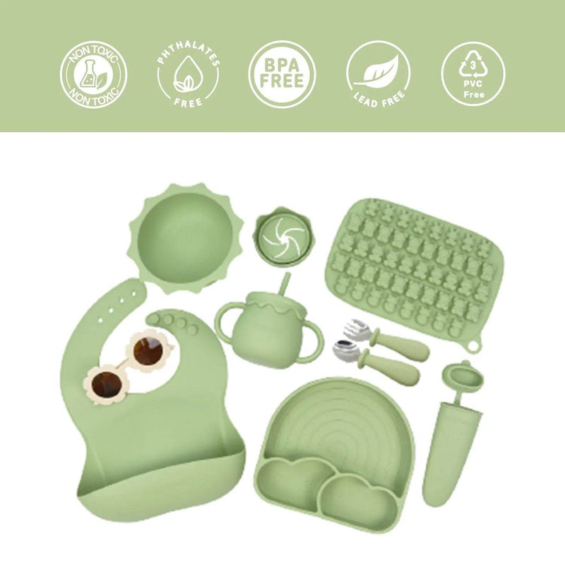 Set Alimentación Summer Silicona Verde, Bebesit - Kidsclub