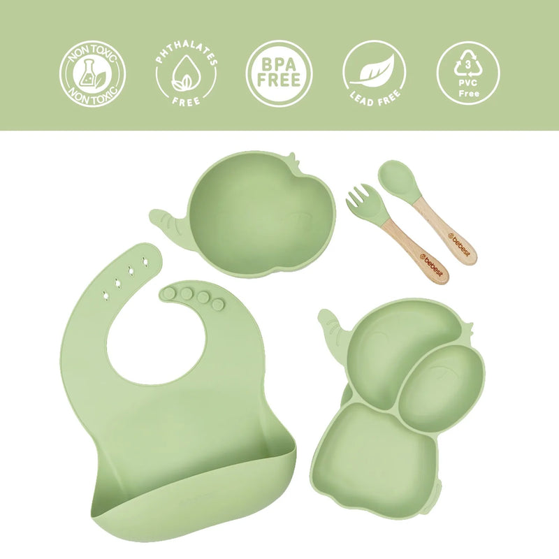 Set Alimentacion Elefante Silicona Beige, Bebesit