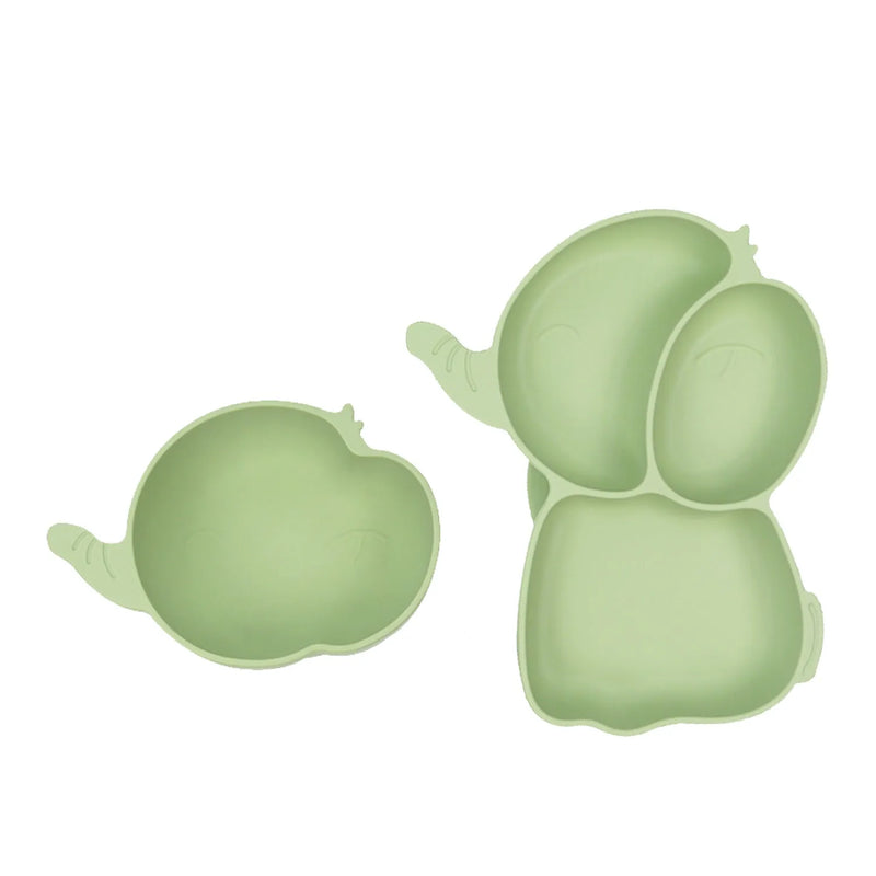 Set Alimentacion Elefante Silicona Verde, Bebesit