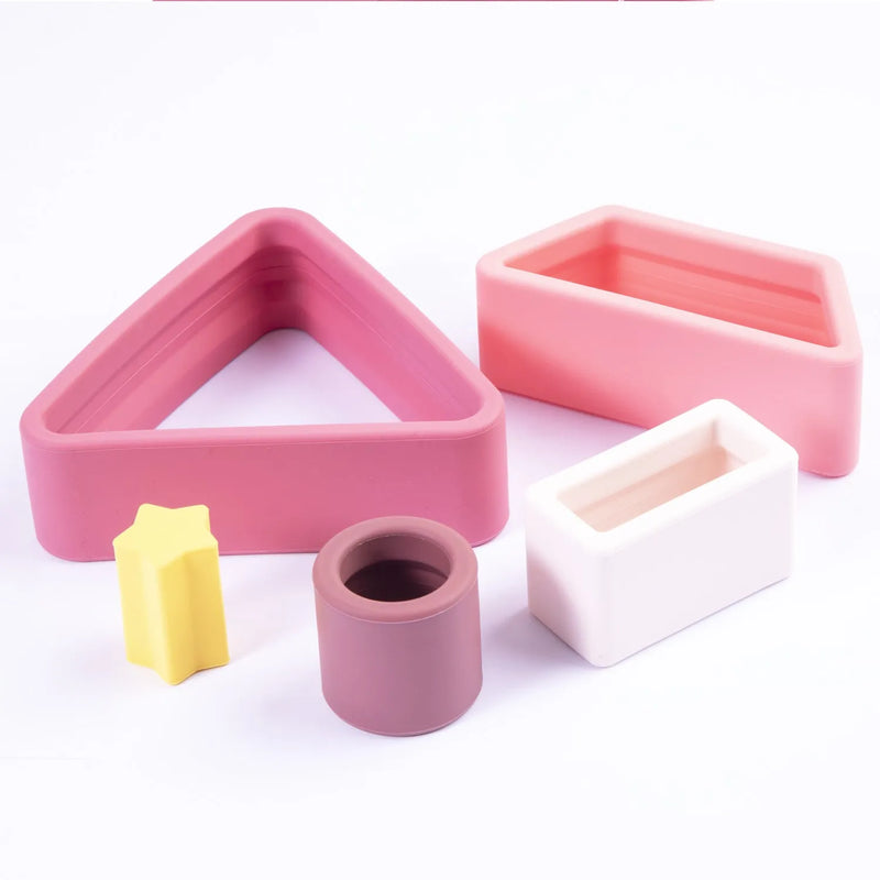 Juguete Montessori Geometria Silicona Rosa, Bebesit