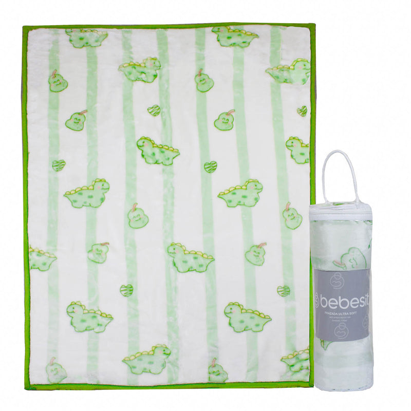 Frazada Ultra Soft Dino 80x110cm Verde Bebesit