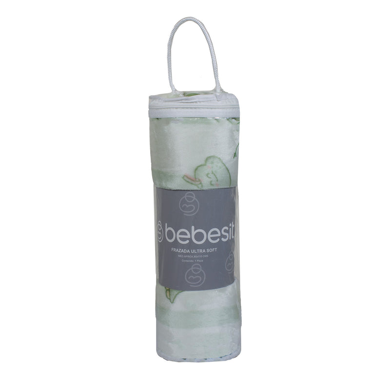 Frazada Ultra Soft Dino 80x110cm Verde Bebesit