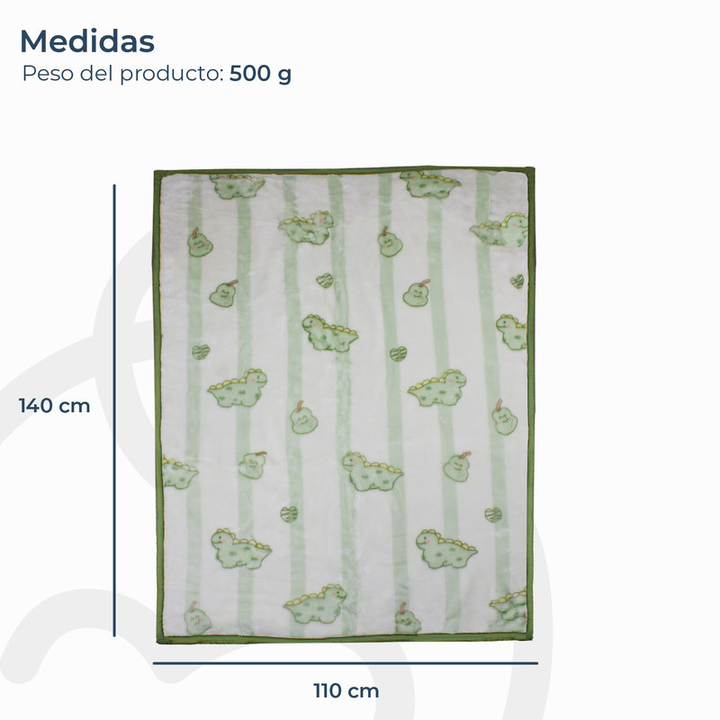 Frazada Ultra Soft Dino 110x140cm Verde Bebesit