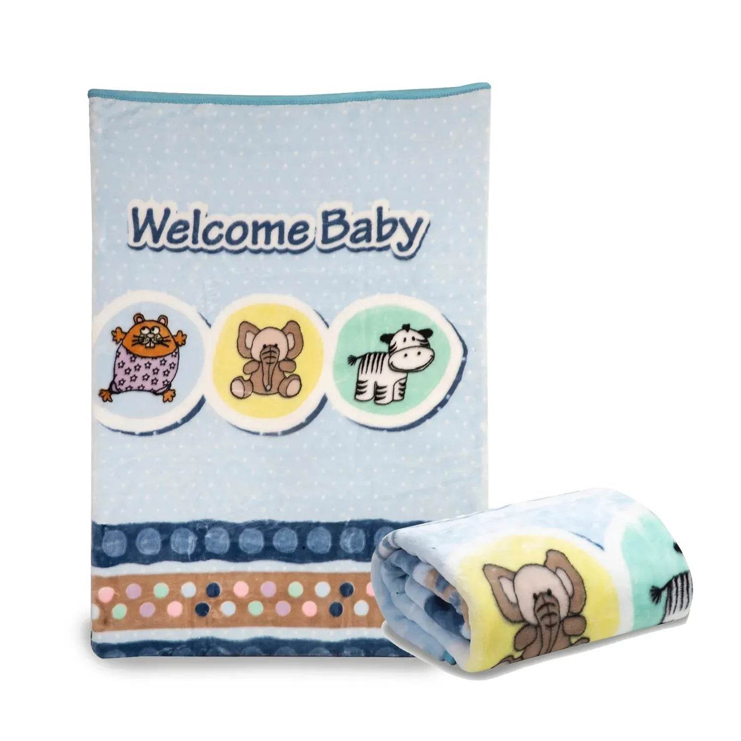 Frazada Reversible Animal Celeste, Bebesit - Kidsclub
