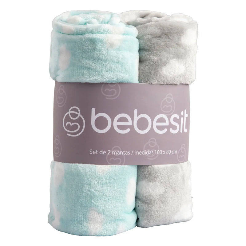 Pack 2 Mantas Bebe Hipoalergénica Celeste, Bebesit