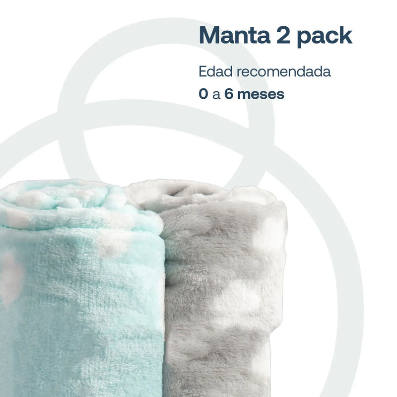 Pack 2 Mantas Bebe Hipoalergénica Celeste, Bebesit